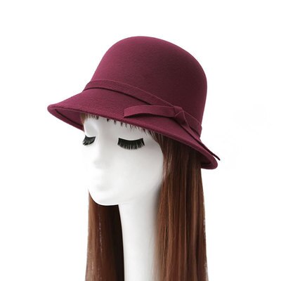 Gorro de lana con lazo para mujer, gorro de tela de lana con lazo, 6 colores, , novedad de: 4