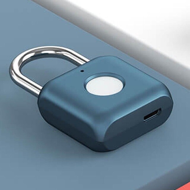 Xiaomi inteligente candado de huellas dactilares Kitty USB impermeable cerradura de huella digital electrónica hogar antirrobo caja de equipaje candado de seguridad: Blue