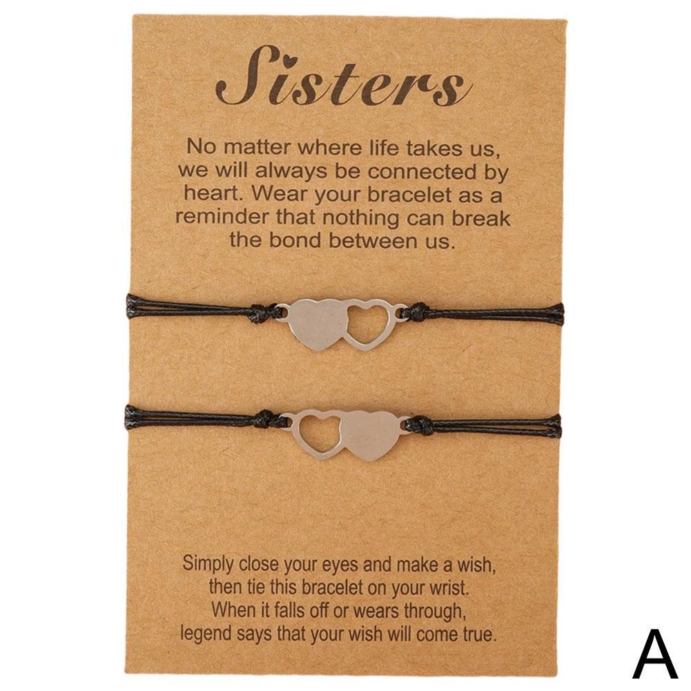 2/3/4/5Pcs Sister Card Bracelet Steel Heart-shaped Good Friend Bracelet Birthday Symbol Of Friendship: 2pcs