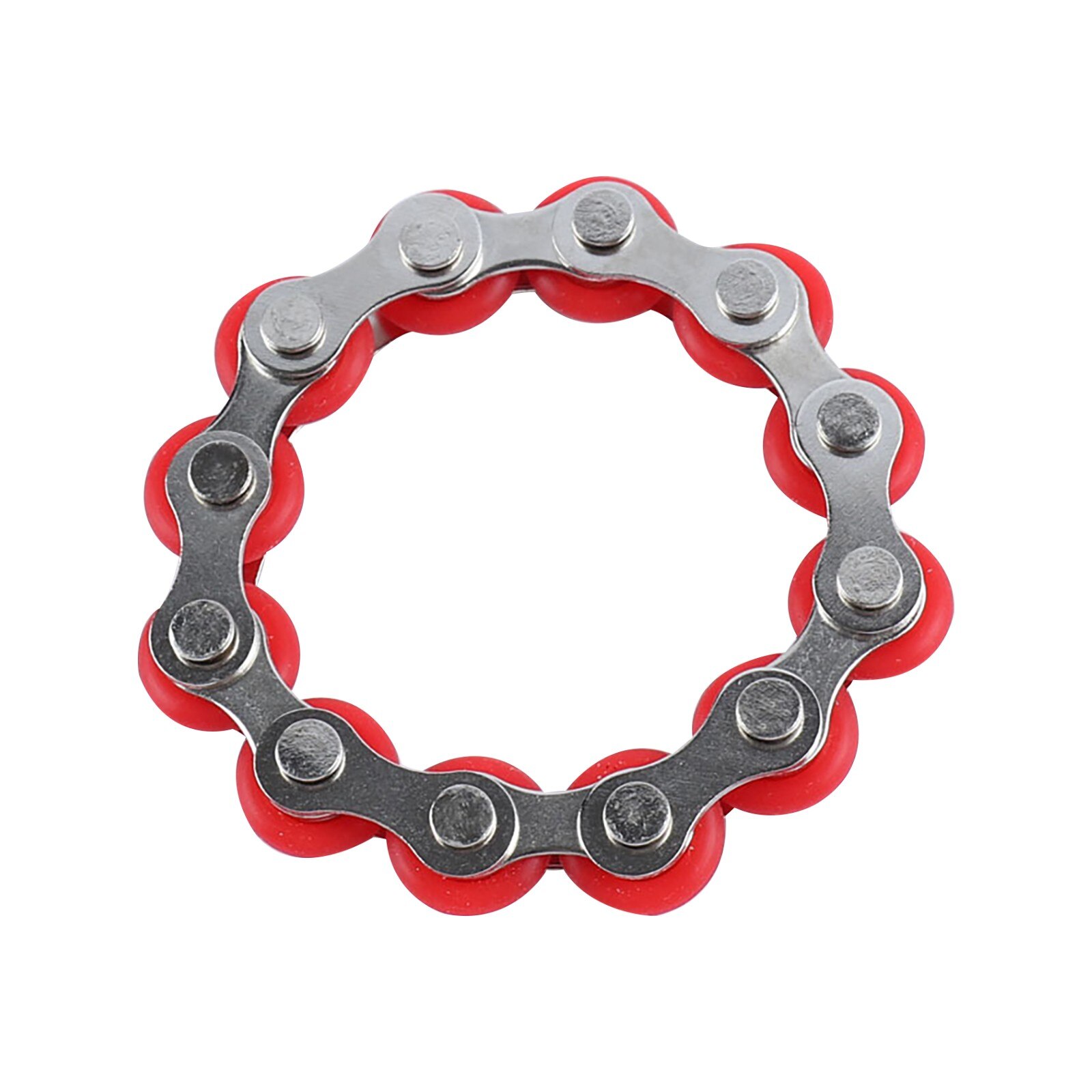 Bicycle Chain Buckle Key Ring Finger Toy Fidget Roller Bicycle Chain Stress Relief Toys Autism Stress And Anxiety Relief Toys: Red 