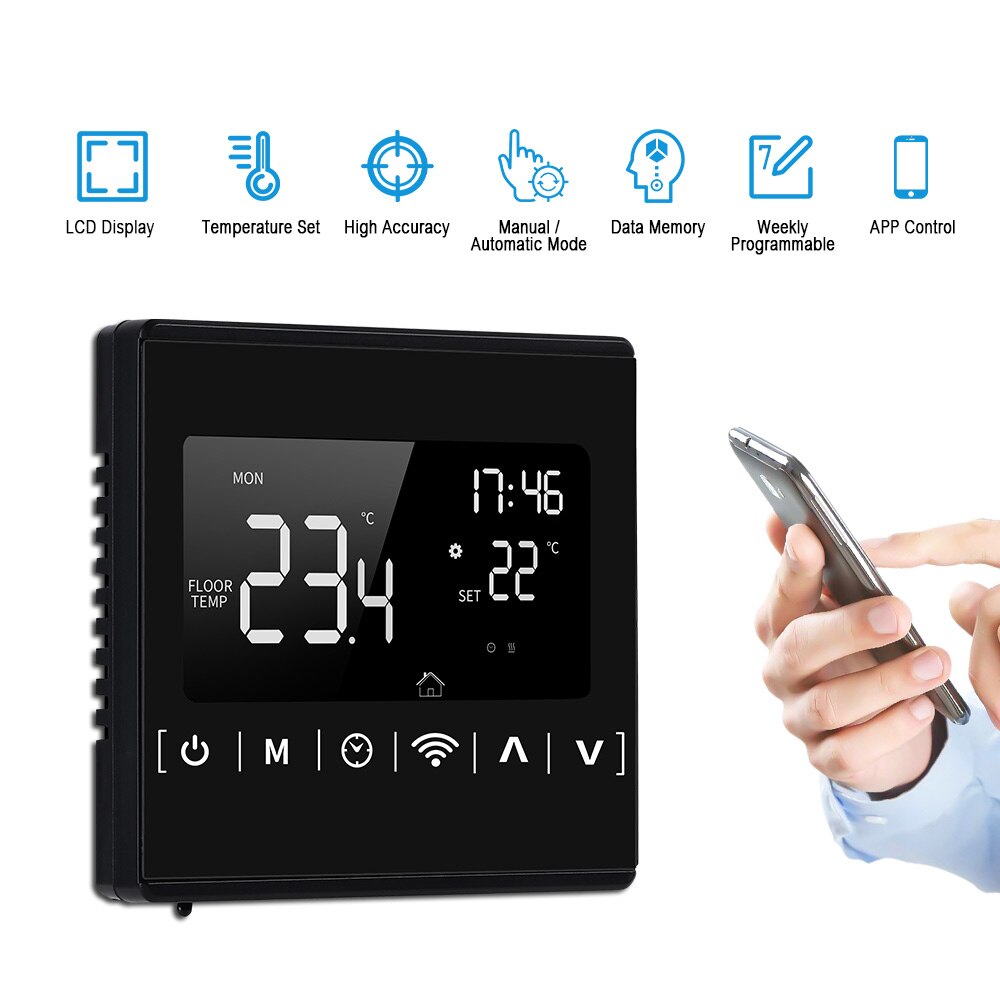 Wifi Thermostat Wireless Smart Temperature Controller LCD Touch Screen Programmable Thermostat Electric Floor Heating Thermostat