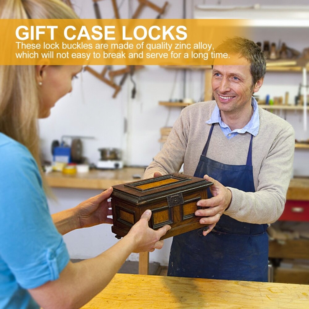 4 Pcs Cabinet Hasps Box Packing Box Locks Wooden Case Locks (Bronze,)