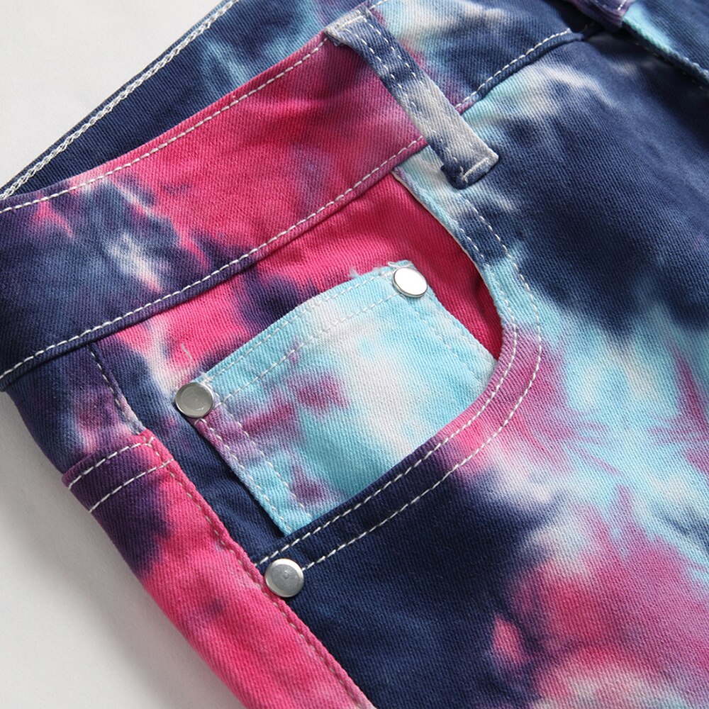 Jeans imprimés pour hommes, pantalon en Denim, Slim, droit, extensible, peint, Y2K