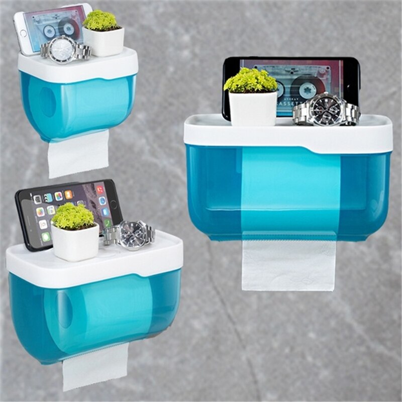 Suporte de toalha de papel higiênico do banheiro montagem na parede de plástico wc suporte de papel higiênico com prateleira de armazenamento rack caixa de armazenamento de papel