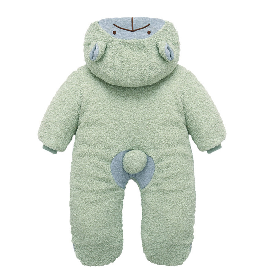 Winter Cartoon Beer Dikke Fleece Rompertjes Baby Boy 12M Tot 24M Leeftijd Hooded Flanel Jumpsuit Peuter Grijs Baby meisje Romper Met Oren