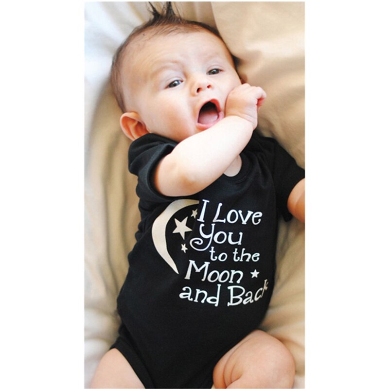 Baby body gutter jenter klær jeg elsker deg til månen og tilbake svart nyfødt baby lekedress klær bodysuit 0-24 m