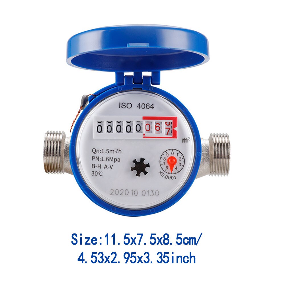 Cold Water Flow Meter 15mm 1/2" Garden Home Plastic Cold Water Meter Single Water Flow Dry Table Measuring Tools For Garden Home