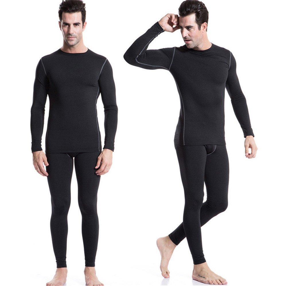 LANBAOSI Men Set Thermal Fleece Underwear for Winter Compression Tight Top&Bottom -Dry Warm Lined Long Johns Lightweight