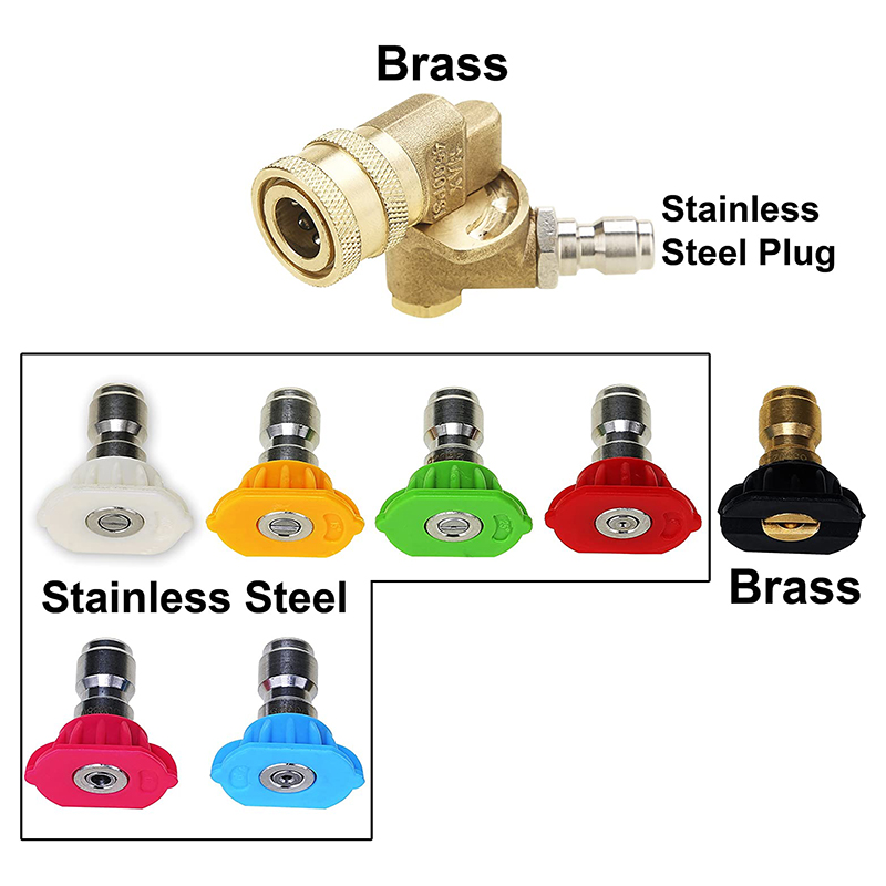 Hogedrukreiniger Accessoires Kit, 7 Hogedrukreiniger Nozzle Tips, Snel Aansluiten Pivoting Koppeling, 1/4 Inch, 8-Pack