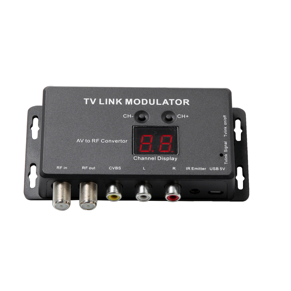 UHF TV LINK Modulator AV To RF Converter IR Extender With 21 Channel Display PAL/NTSC Optional Plastic