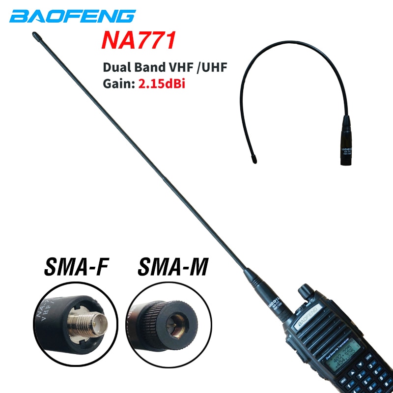 Baofeng NA-771 Antenne SMA-F SMA-M Dual Band Antenne Flexibele Vhf/Uhf 144/430 Mhz Voor Radio Kenwood UV-5R UV-82 BF-888S UV82hp
