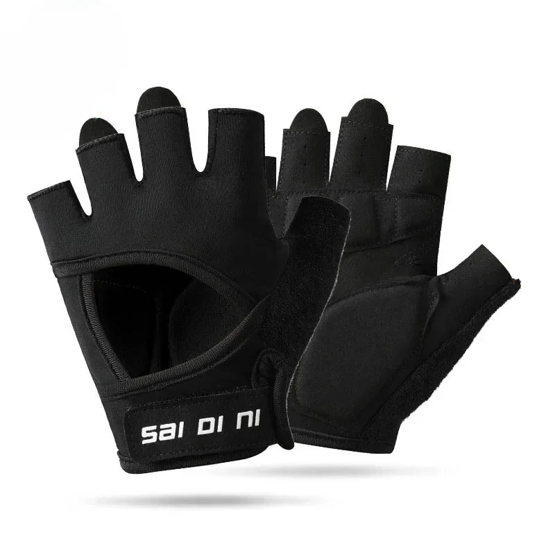 Halfvinger fietsen GYM Workout Fitnesshandschoenen voor mannen en vrouwen Slijtvast Antislip Pols Fietsen Gewichtheffen Sport: WHITE / S