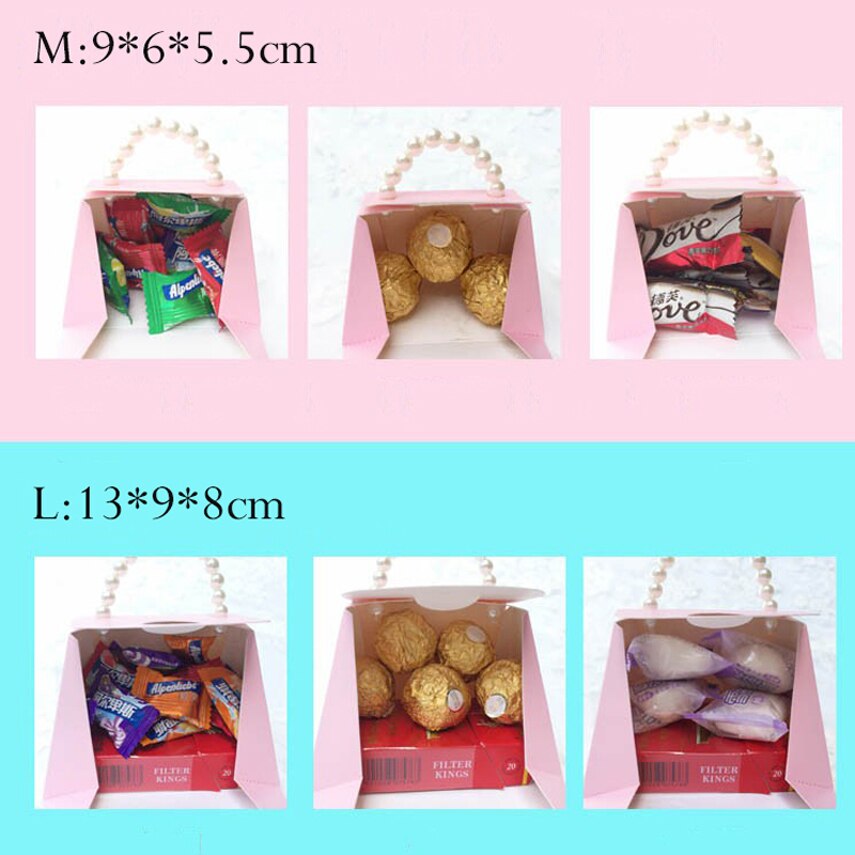 RMTPT 10pcs/lot Portable Party Wedding Favor Boxes Chocolate Treat Candy Bag Baby Shower Birthday Party Decoration