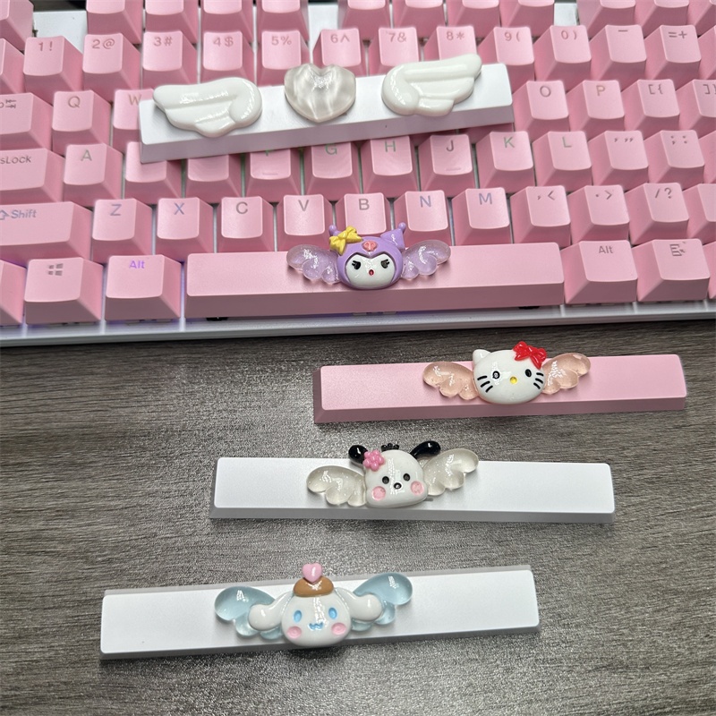 Diy Schattige Cartoon Hello Kt Kuromi Keycap 6.25u Spatiebalk Gaming Mechanisch Toetsenbord Cross Axis Roze Witte Keycap 2.75 Shift Keycap
