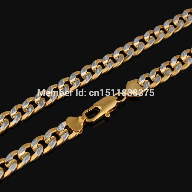 Trendy two color Gold Filled Necklace Bracelet wedding Accessories Jewelry Sets Men & Women Chain