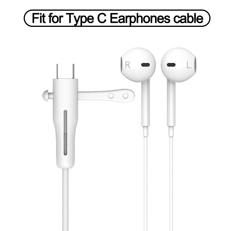 Kabel ładujący Protector do słuchawek iPhone uchwyt do kabli danych opaski do kabli winder Clip ładowarka przewód do zarządzania kablami organizer: TC Earphone-White