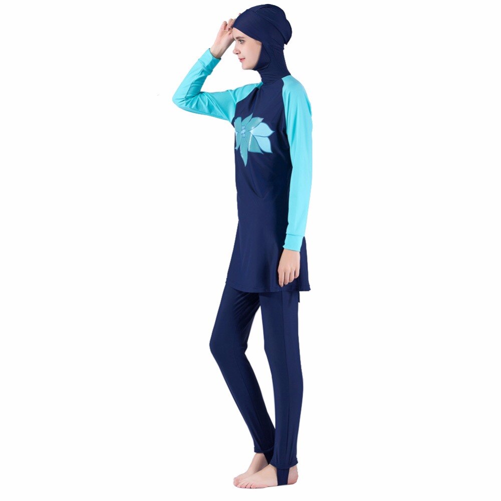 Women Girls Muslim Female Bathing Wear Plus Size Burkinis Muslim Swimwear Women Islamic Full Cover Floral Swim Suits