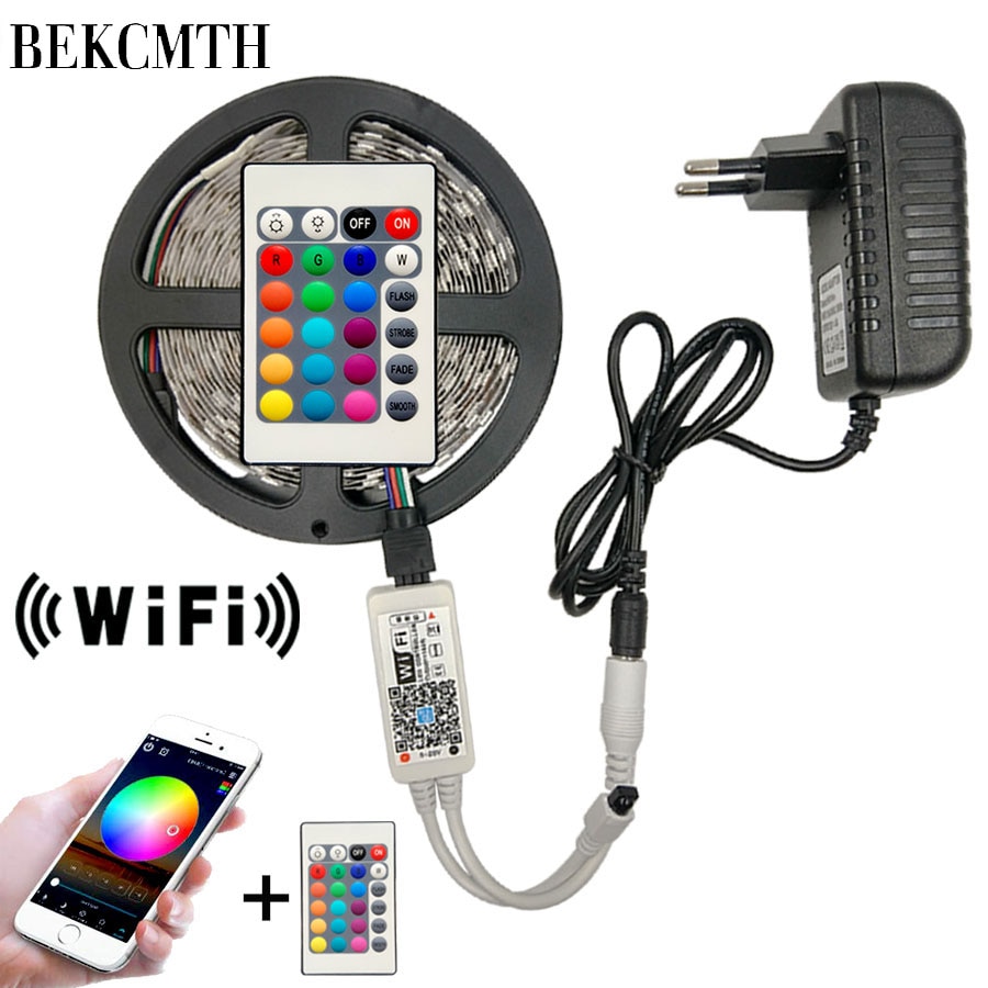 5M 10M 2835 LED Strip RGB led strip Light Tape SMD DC 12V Waterproof RGB LED Light diode Ribbon Flexible with Wifi IR Controller