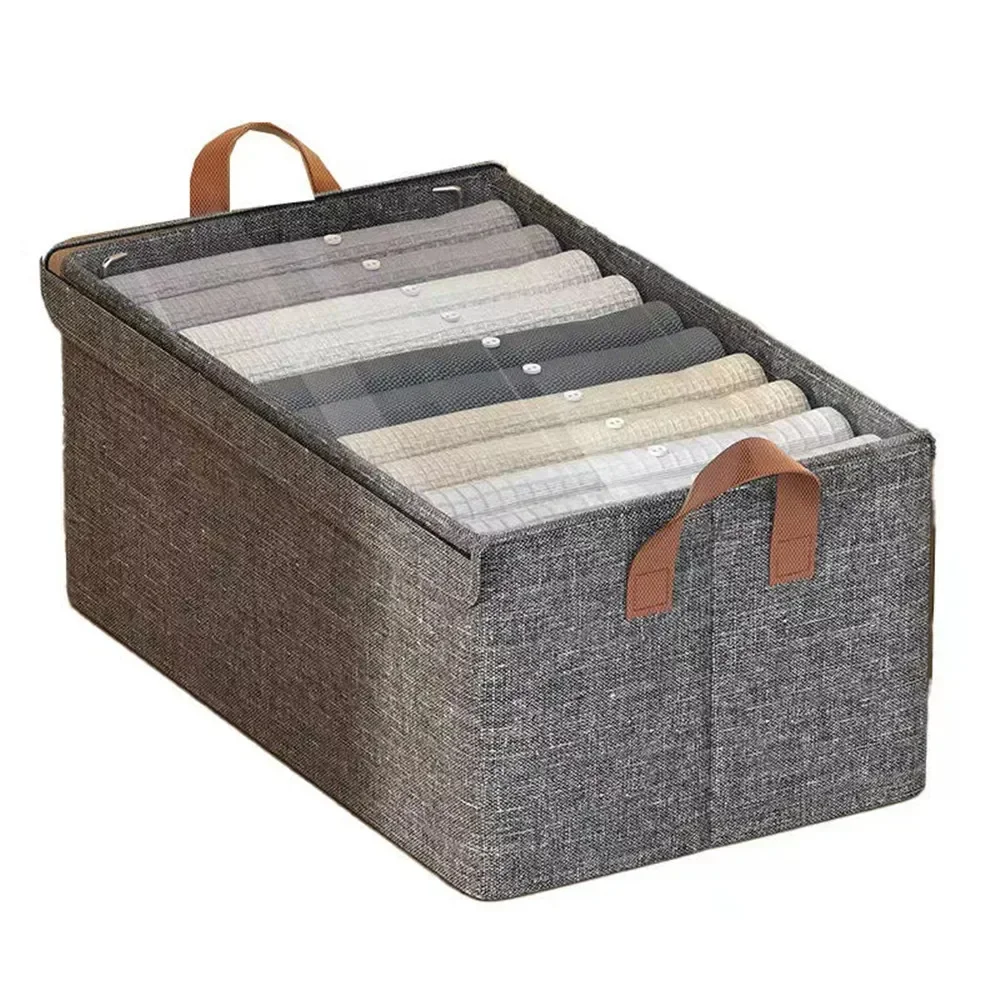 Caja de almacenamiento de ropa con tapa transparente, camiseta, pantalones, organizador de ropa interior, armario para dormitorio, cajones, ahorro de espacio