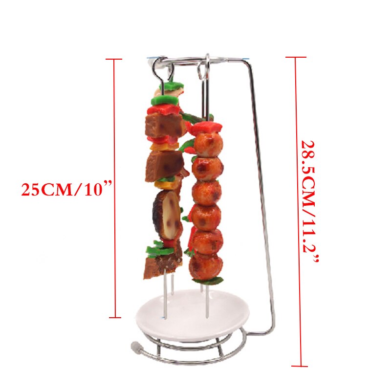 4pcs Rvs BBQ Spiesjes met BBQ Rek Houder Grill Barbecue Spies Naald Kitchen Tools Grillen BBQ Accessoires Tool