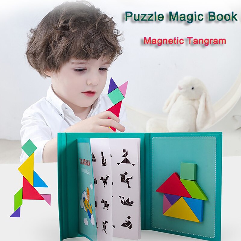Puslespil magisk bog et barns liv puslespil magnetisk tangram børn