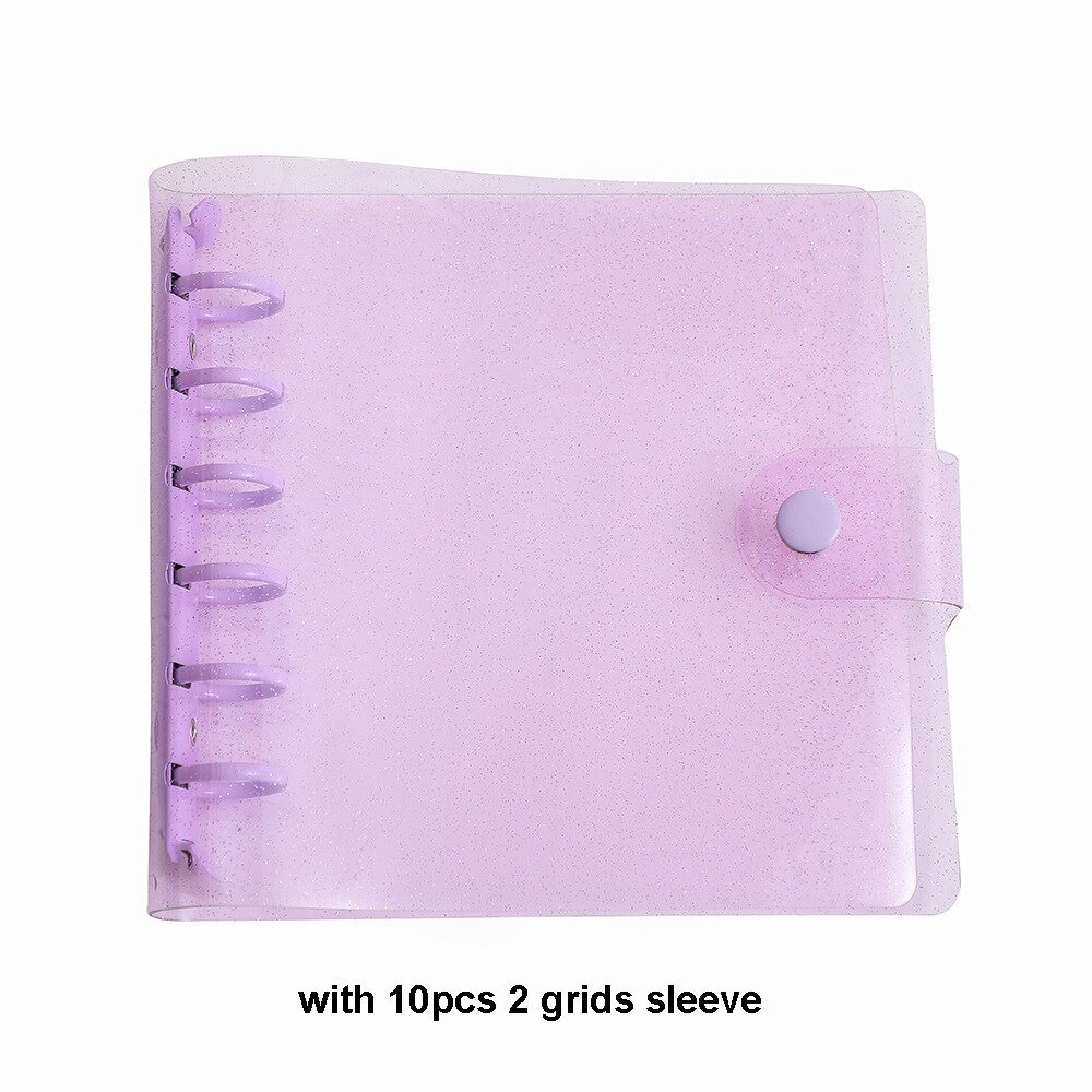 Square Loose Leaf Diary Notebook Photo Album 3 5 inch Photocard Holder DIY PVC Binder Goo Card Storage Book Korean Stationery: pure purple
