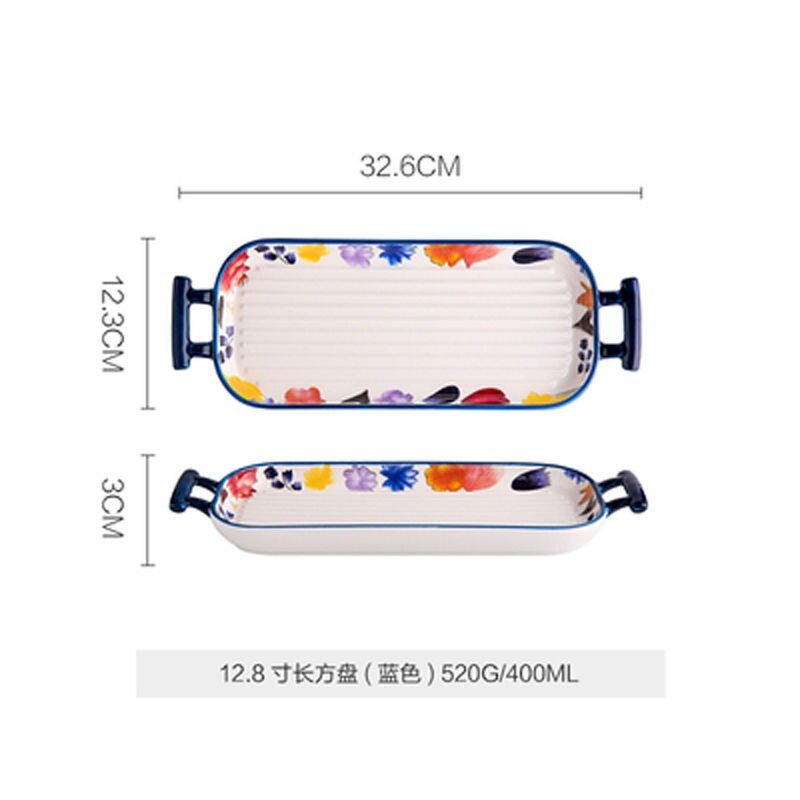 Vajilla de cerámica para horno microondas, juego de vajilla occidental de porcelana para cocina, cuenco de arroz al horno y queso al horno: 05 12.8 inch Bakewar