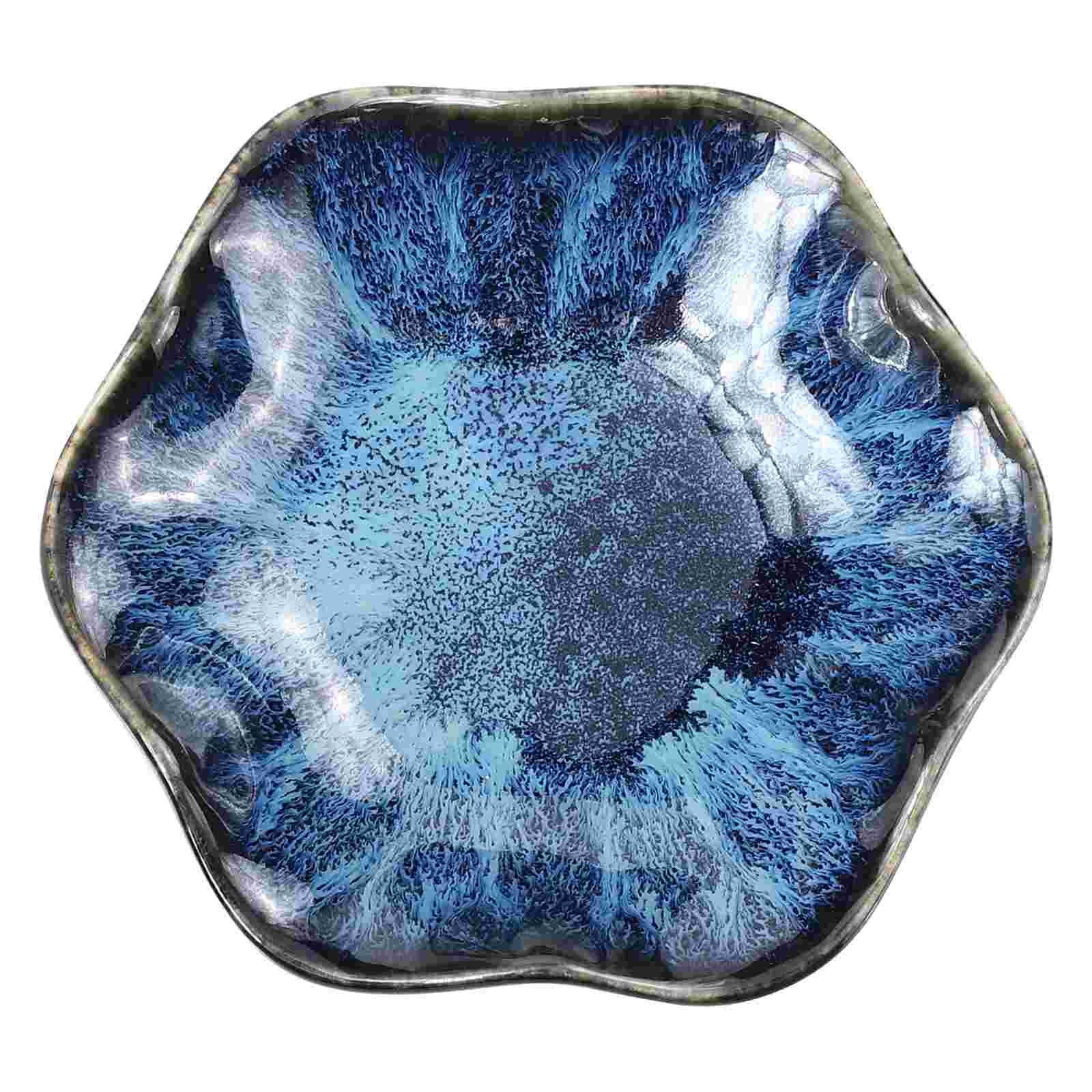 1pc Keramik Lotus Blatt Schmuck Platte Schmuck Gericht Schmuck Organizer Halskette Display Halter: Blue
