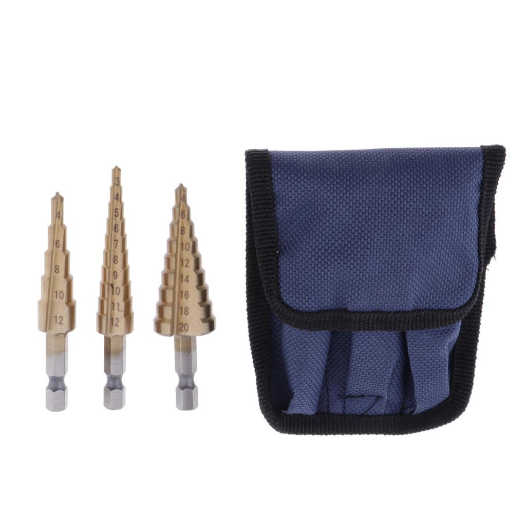 HSS Multi-hole Step Drill Bit Set 3pcs Punching Sharpening Cutter Tool