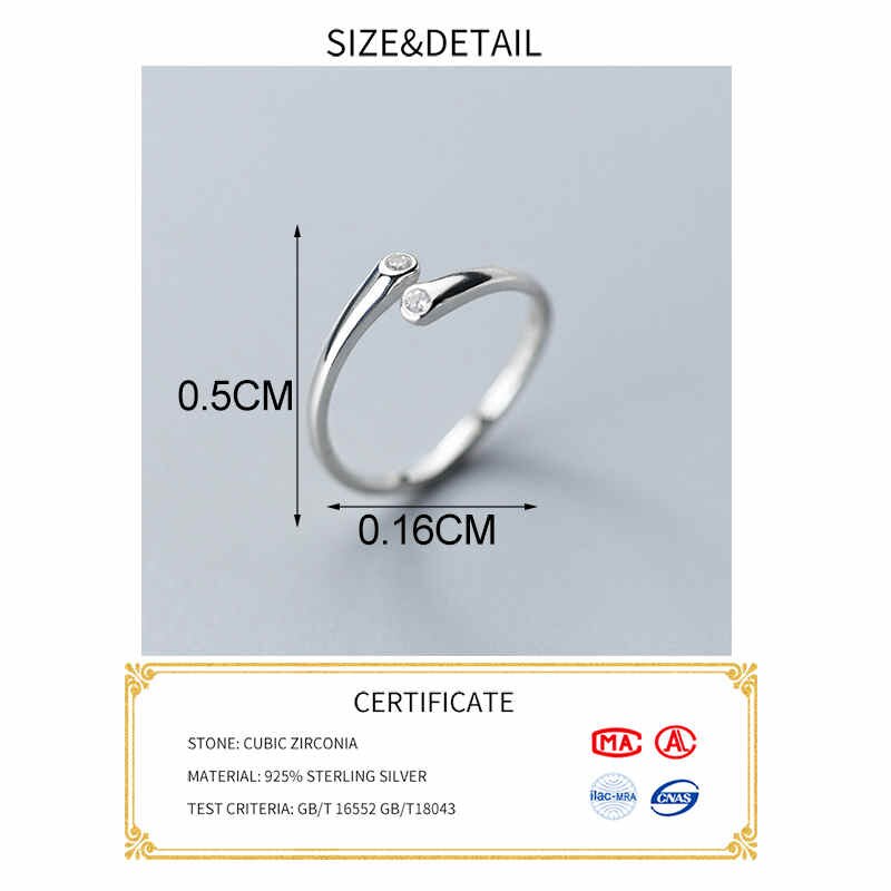 Inzatt real 925 prata esterlina minimalista zircão anel para moda feminino festa bonito jóias finas acessórios presente romântico