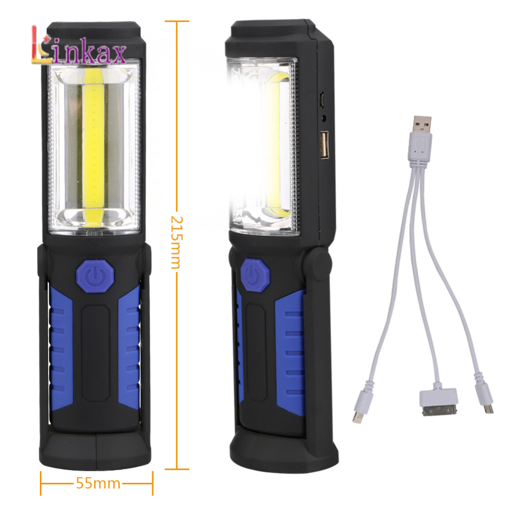 USB Oplaadbare COB LED Zaklamp COB licht strip + 1LED Torch Werk Hand Lamp lantaarn Magnetische Waterdichte Emergency LED Licht