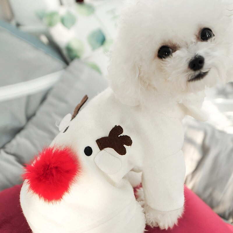Dog Reindeer 2 Legged Apparel Outfit Pet Dog White Autumn Winter Christmas Cosplay Costume Bulldog Dress Up Clothes
