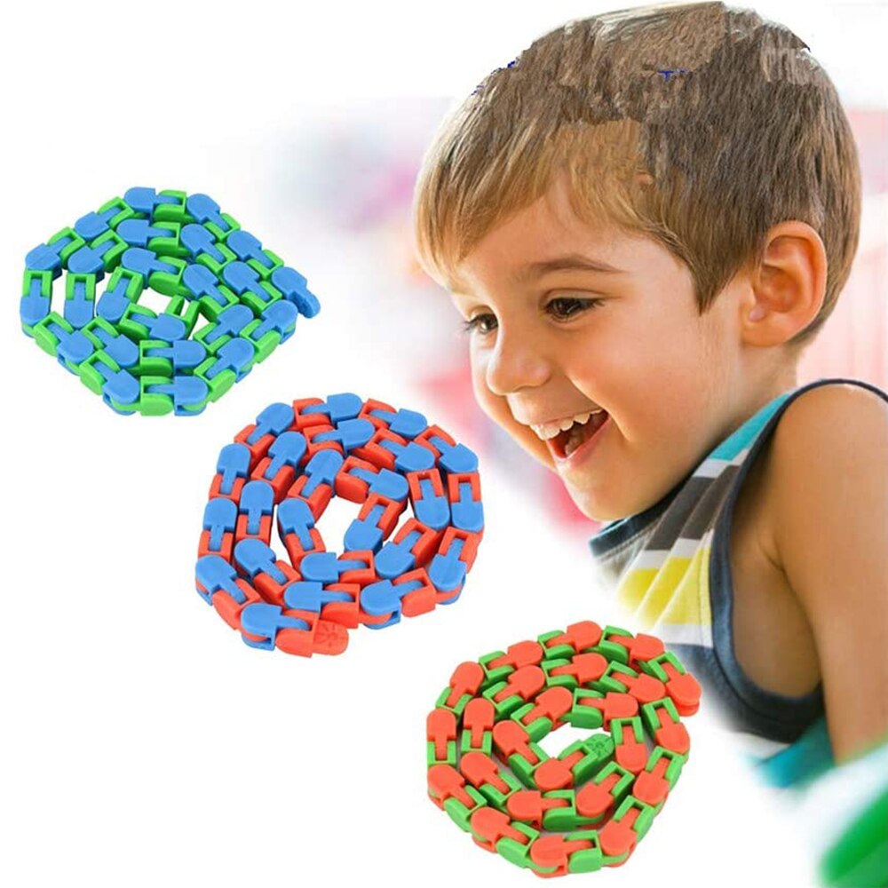 Bicycle Chain Track Stress Relief Toy Colorful Puzzle Sensory Fidget Toys Stress Relief Rotate and Shape Finger Dro