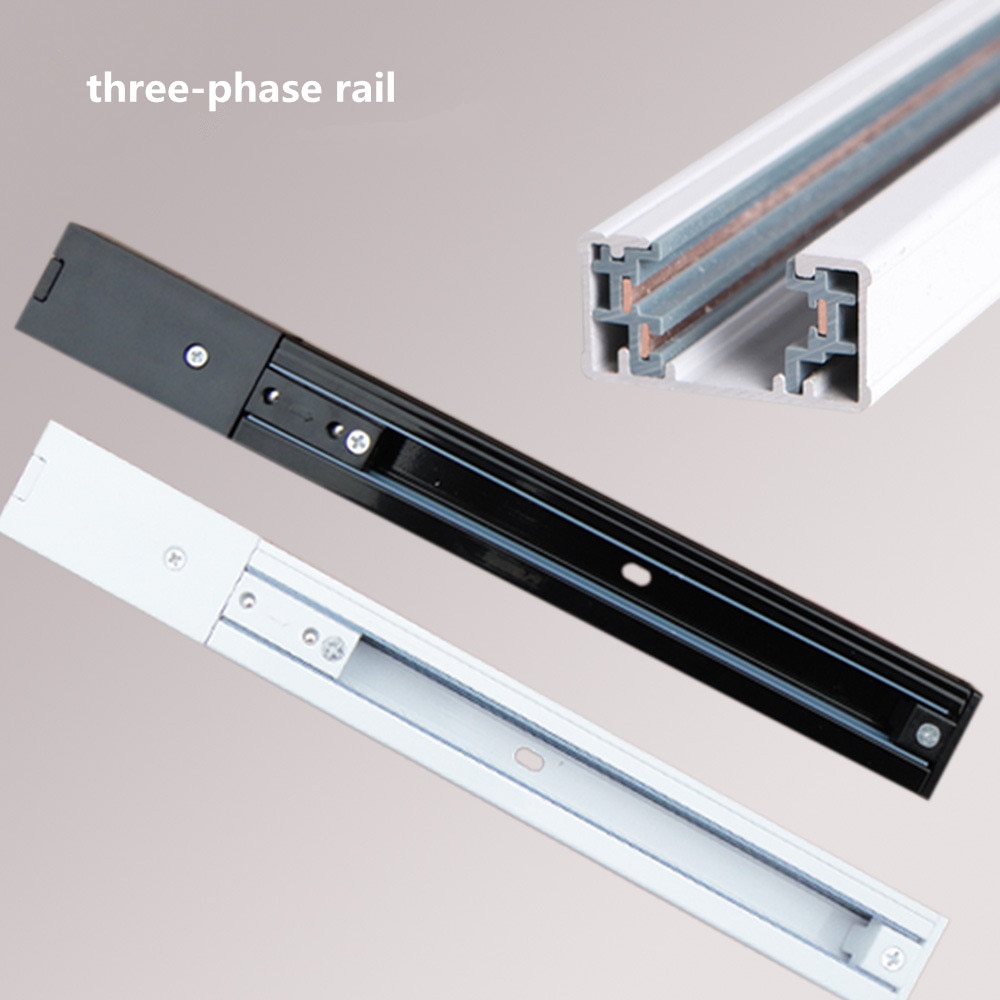 3 fils Rail de voie simple-circuit spot connecteur adaptateur lampe de suivi menuisier 1M 0.5M 3 phases aluminium Rails universels