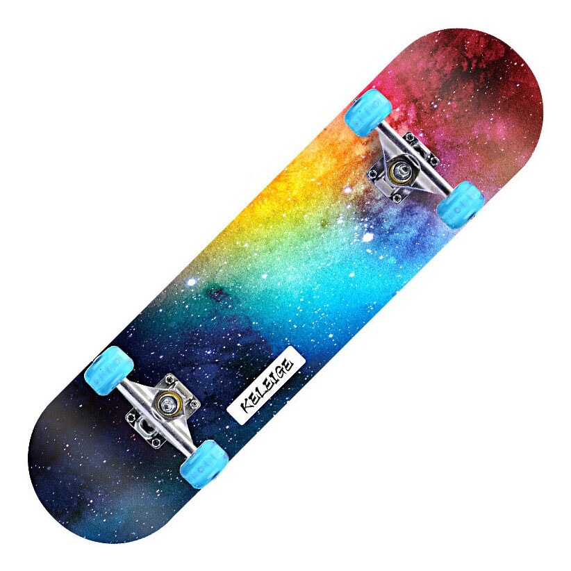 Skateboard 80x20x10cm Double Kicktail Cruiser Rocker Board 6 Layer Maple Flashing Wheels Teenager Sidewalk Skating Board