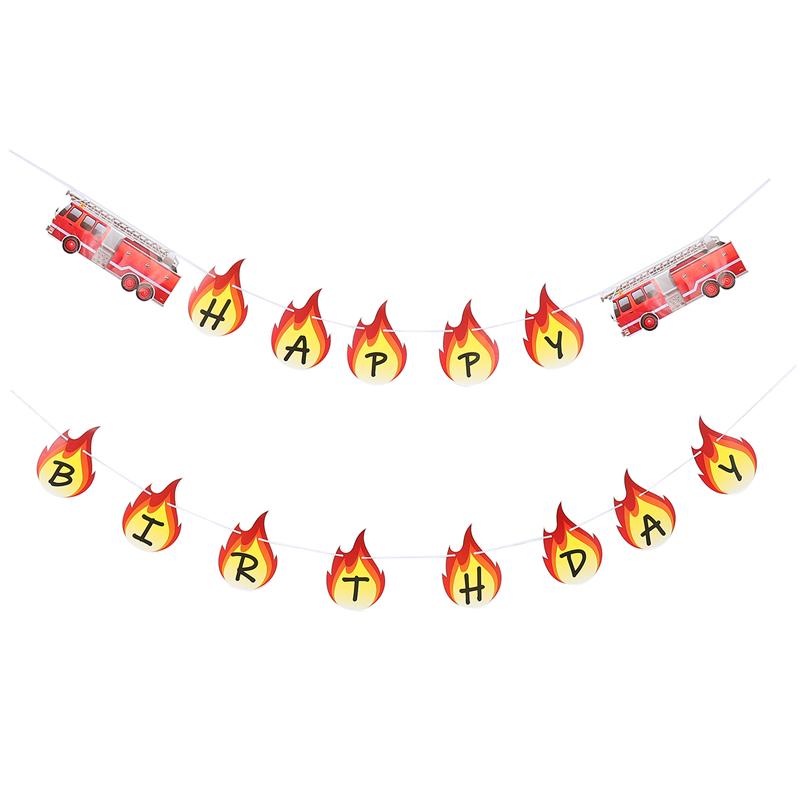 1 Set Fireman Banners HAPPY BIRTHDAY Banners Fire Fighter Buntings Birthday Banner Party Decoration