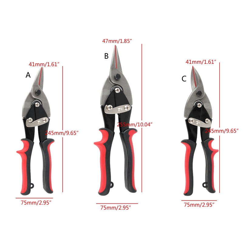 10 Inches Compound Action Aviation Tin Snip Aviation Shears Straight/Left/Right Cut Metal Shears Durable