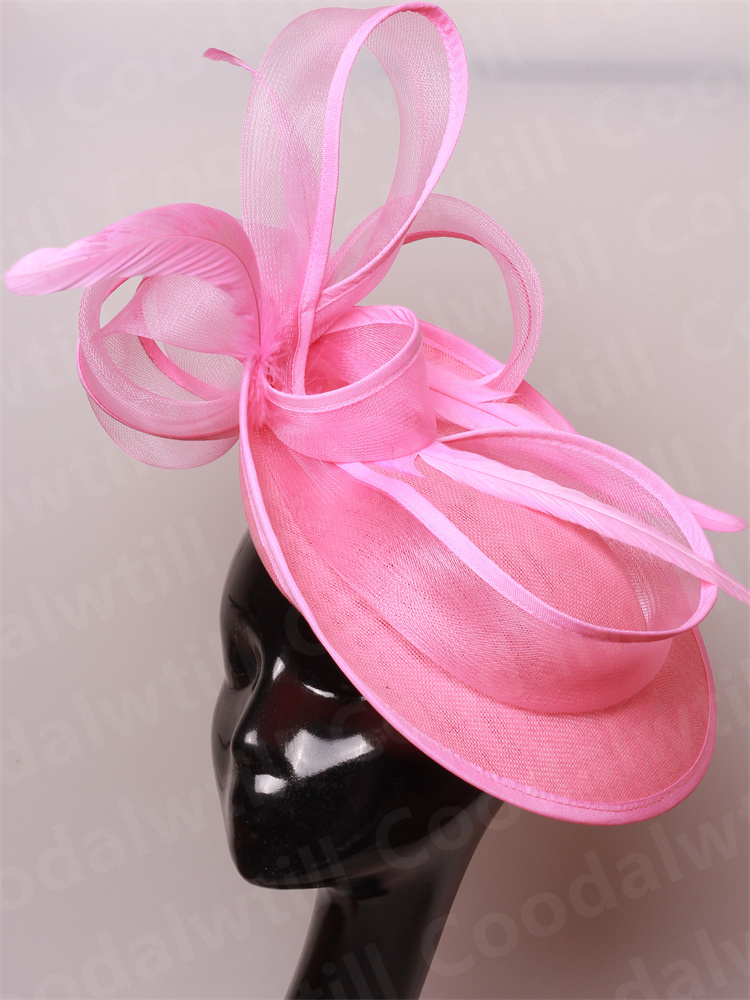 Rosa quente derby fascinator chapéu feminino casamento igreja acessórios de cabelo senhoras chique véu moda pillbox boné elegante festa millinery: Rosa