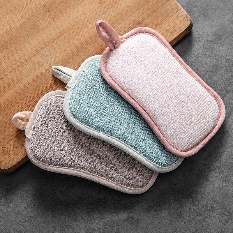 Double-sided Sponge Wipe Kitchen Cleaning Cloths Scouring Pad Dish Cleaning Pot Washing Cloth Kitchen Accessories Reusable