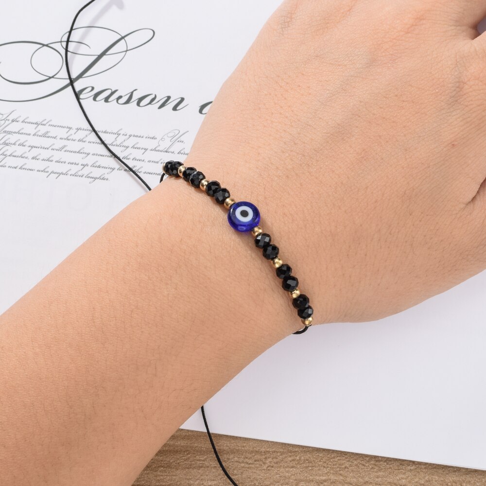 Vrouwen 12 Stks/set Blauw Turkse Evil Eye Charms Weave Armbanden Crystal Bead Verstelbare Touw Ketting Enkelbanden Polsband Girl Sieraden