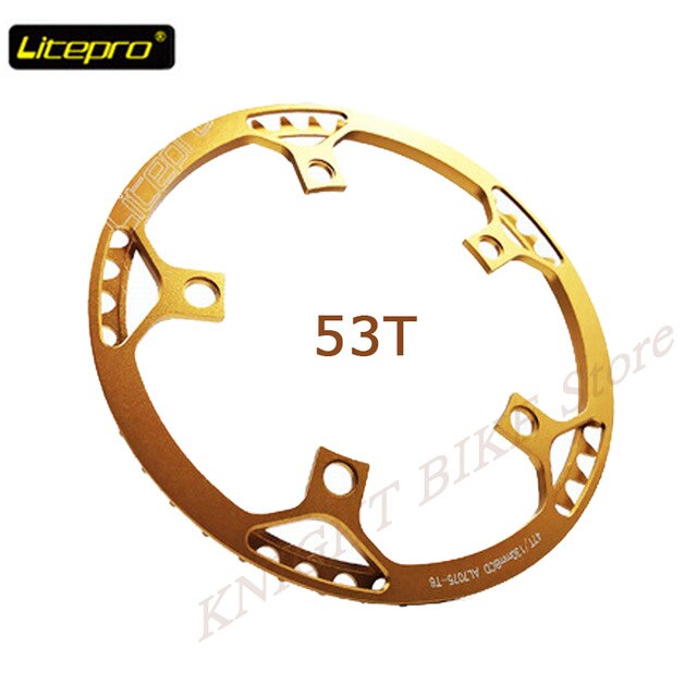 Litepro ultralet 130 bcd 45t 47t 53t 56t 58t a7075 alu bmx kædering foldecykel bmx kædehjul cykel kranksæt tand: 53t guld