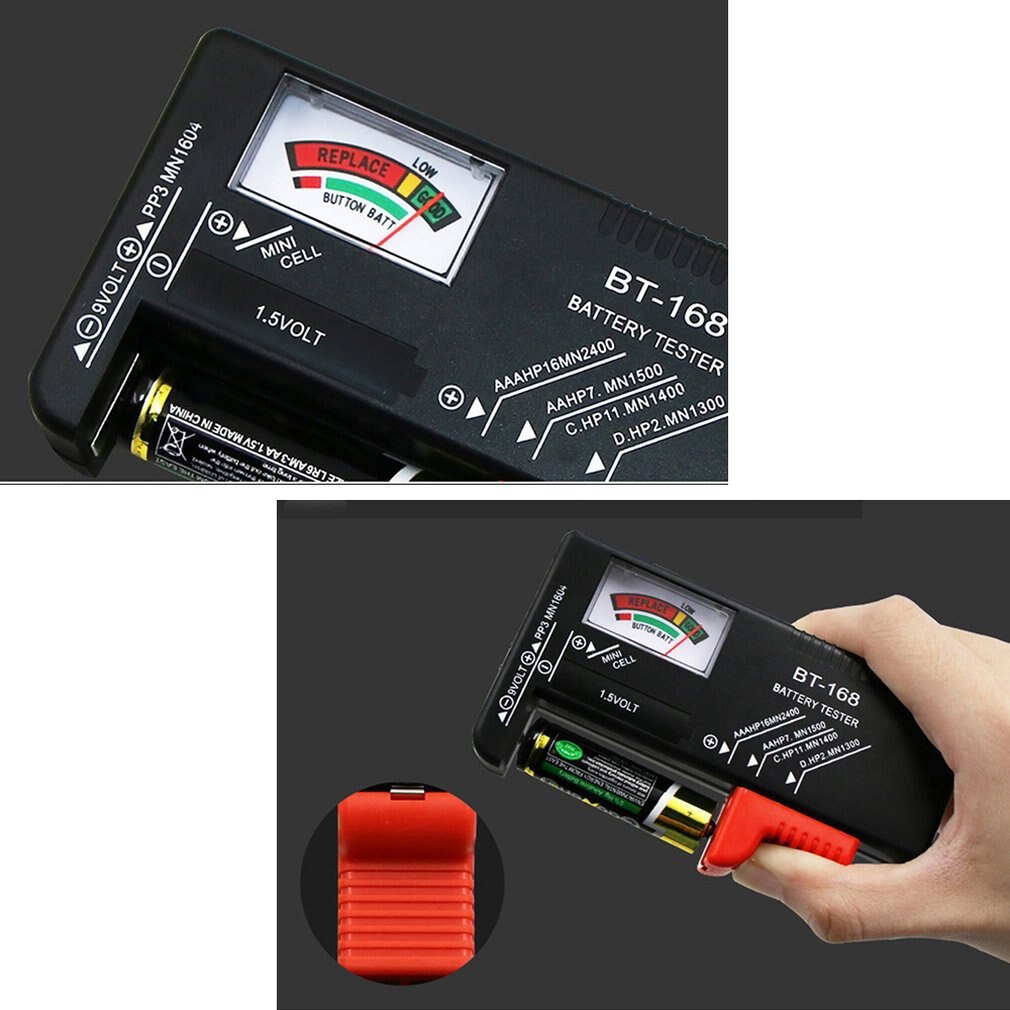 BT168 Portable Universal Digital Battery Tester Volt Checker For AA AAA 9V Button Multiple Size Battery Tester Checker