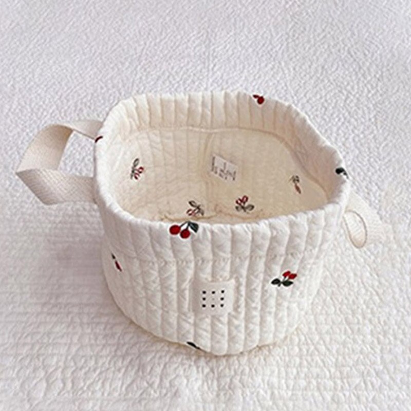 Sacs à couches brodés ours fleur pour bébé garçon fille -né sac à couches organisateur pour maman vêtements jouets sac de rangement panier: small cherry