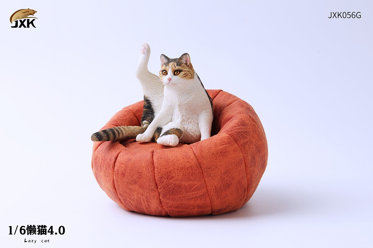 JXK 1/6 Lazy Cat with Sofa 4.0 Model Cute Pet Orange Cat Animal Figure Collector Decor Toy Handmade Oenaments Adults Kids: 056G