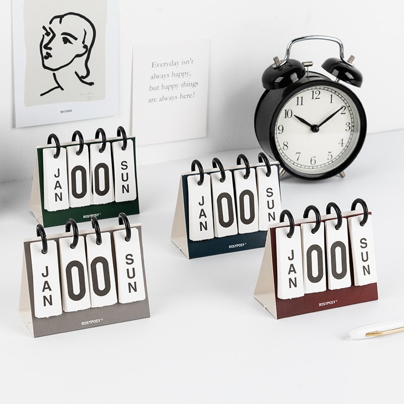 calendar Mini flip perpetual calendar Desk calendar school study Stationery to do list Commemorate Countdown day