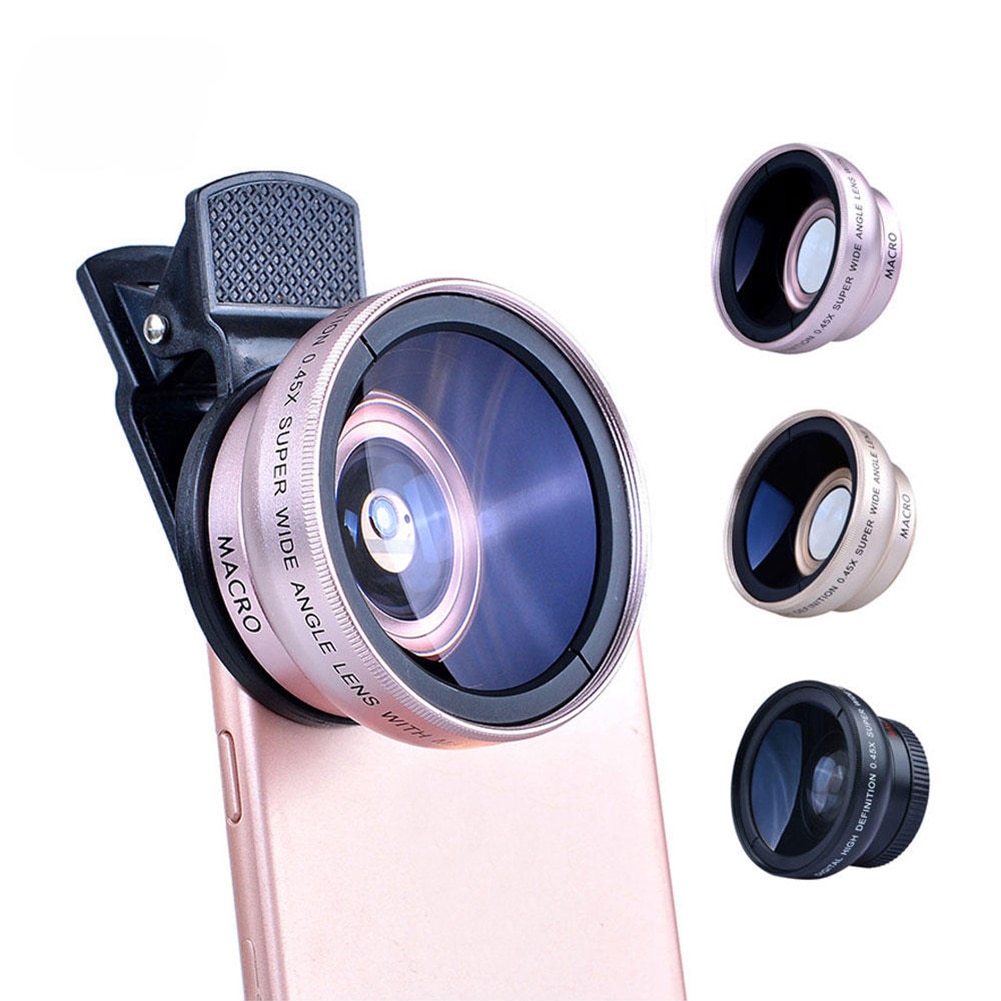 37mm 0.45X 49UV Super Wide Angle Fisheye Lens Mobile Phone Lens Super Macro HD Camera Lens Universal 60% wider field of view