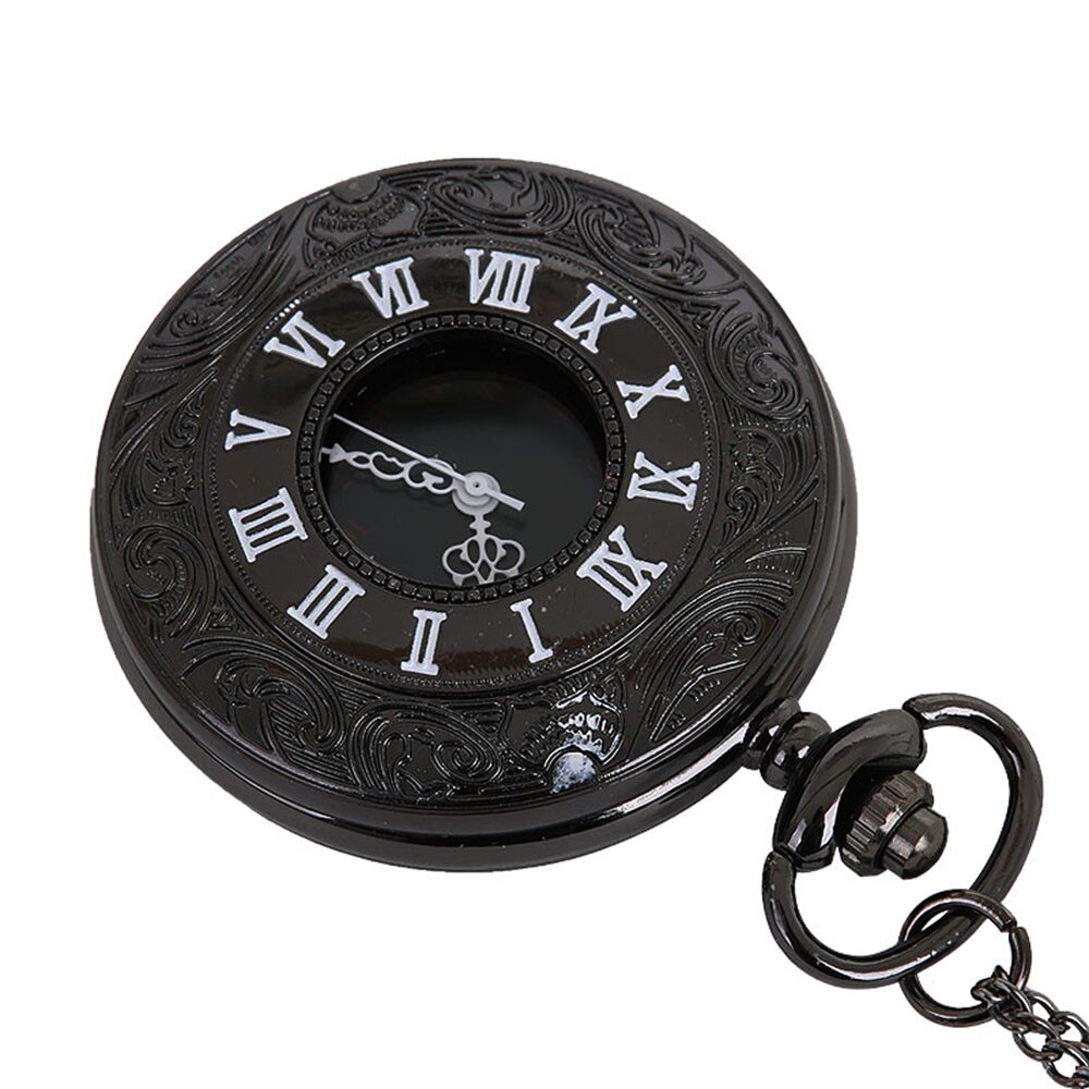 Vintage 40 CM Chain Smooth steel Quartz Pocket Watch Vintage Roman Numeral Dial Pendant Fob Watch Clock