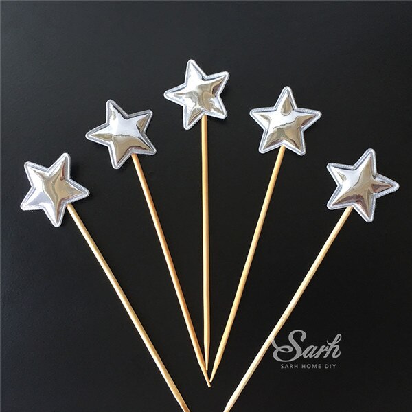 5PCS Pink Pearl Polished Butterfly Cake Topper with Toothpick Cake Decoration for Wedding Birthday Party: CK920L