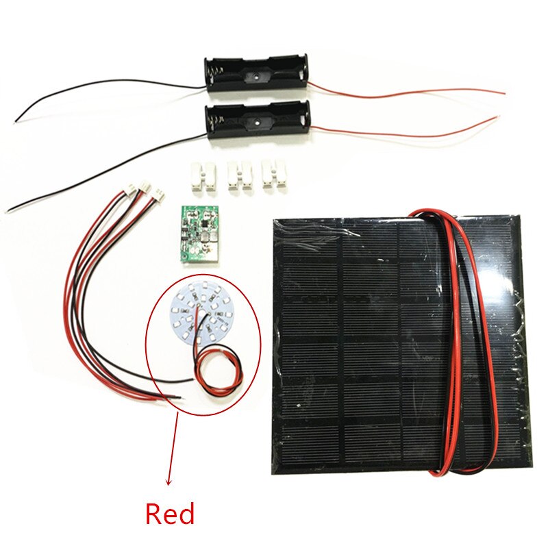 DIY KIT 6V 3W Solar Panel with 0.6A Solar lamp Light controller 3.7V 6V 600ma with 3.7V 5W LED: 6V 3W Red Package