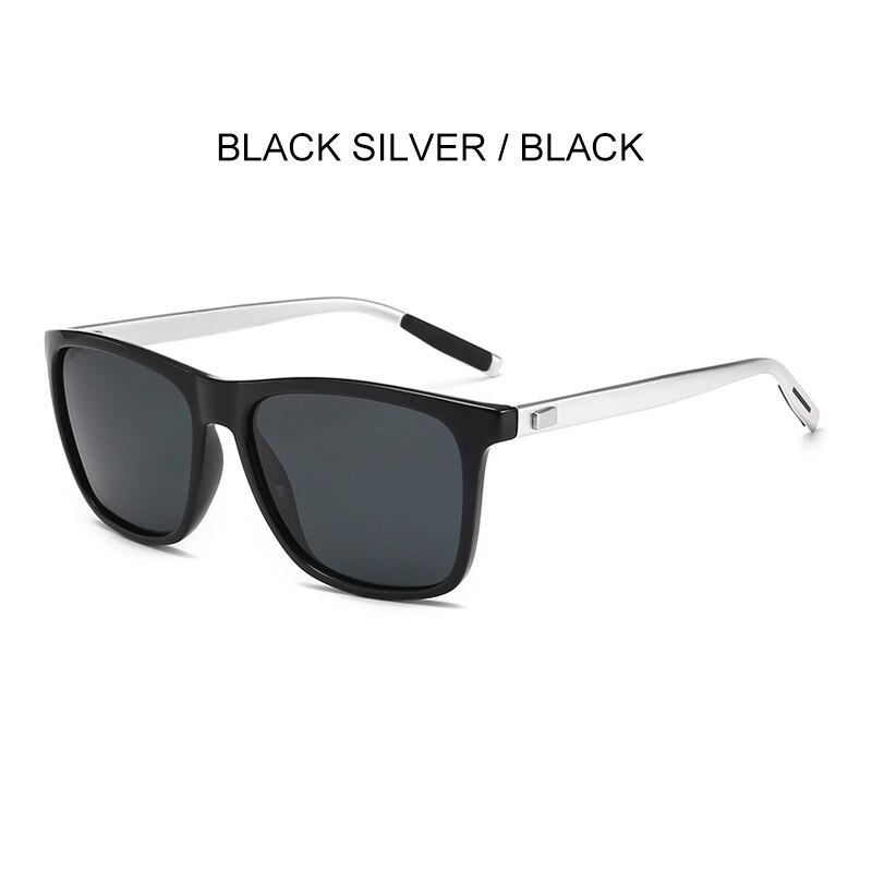 Simprect Gepolariseerde Zonnebril Mannen UV400 Bestuurder Spiegel Vierkante Zonnebril Retro Vintage Anti-Glare Zonnebril Voor Mannen: black silver-black